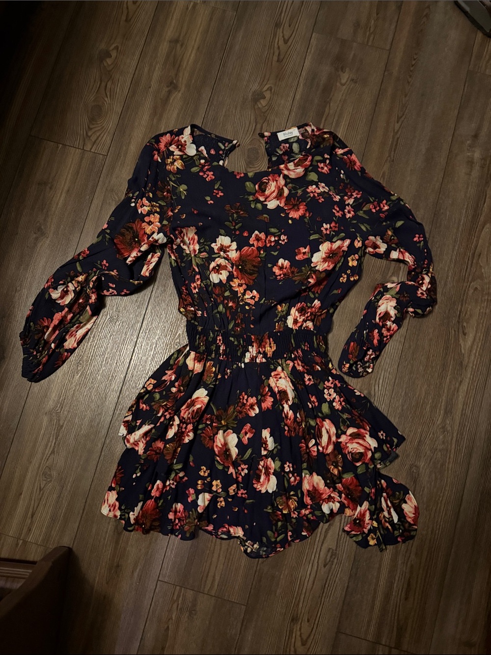 Bluivy Navy Floral Long-Sleeve Romper